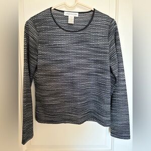 Jones New York Black and White Zigzag Long Sleeve Top